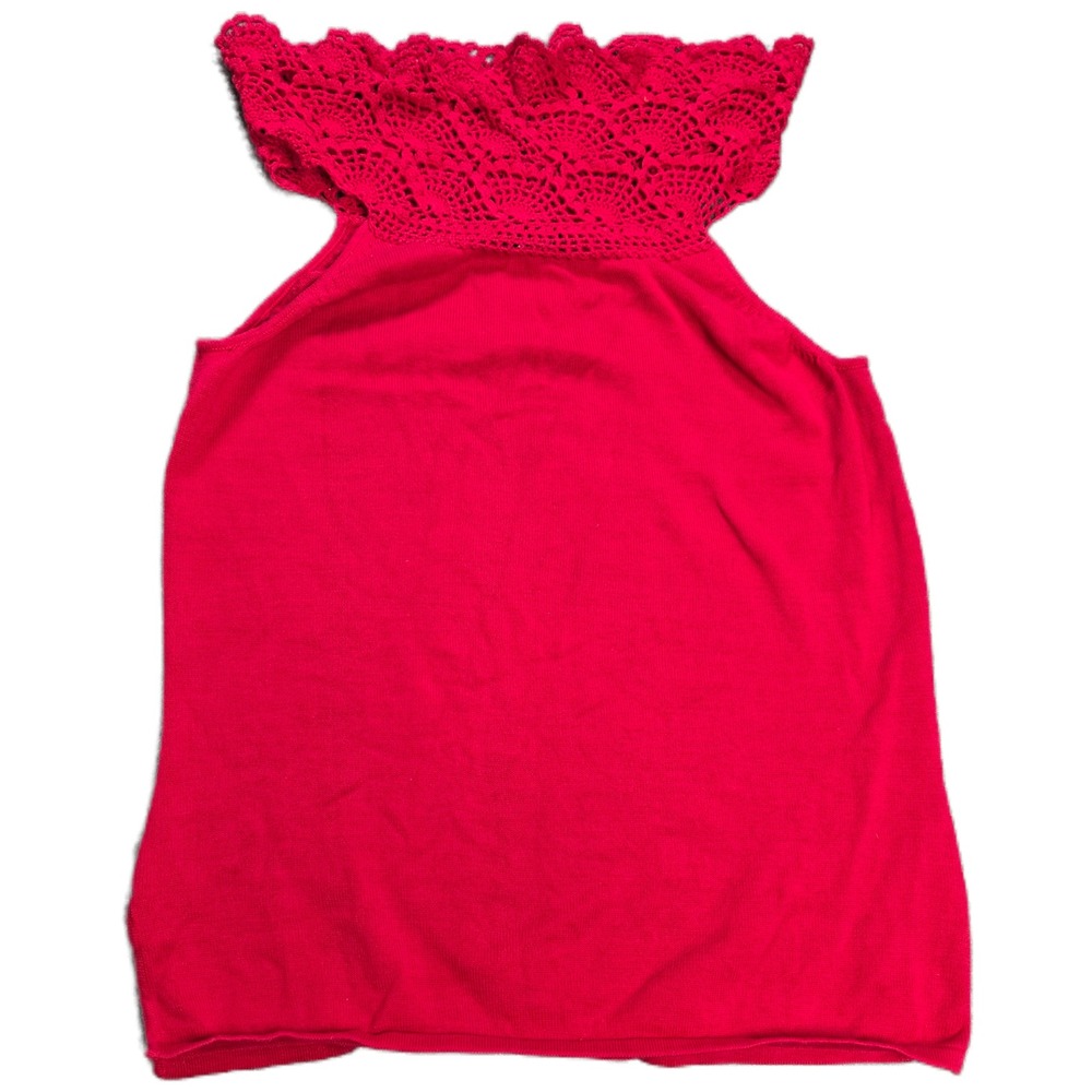 Rafaella Crochet Mock Neck Sleeveless Knit Top Women's Size M Ted 100% Cotton
